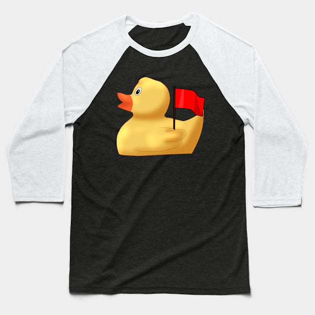 Red Flag Duck Baseball T-Shirt by TheQueerPotato